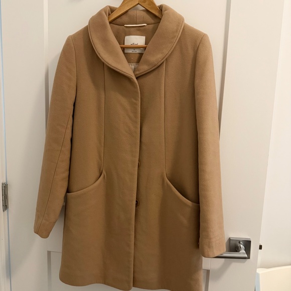 WILFRED Wool Cashmere Camel Cocoon Midi Coat - Picture 4 of 7